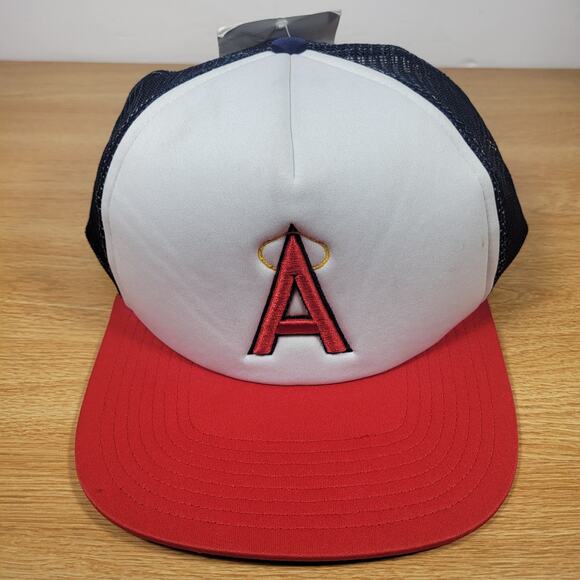 Vintage Los Angeles Anaheim Angels Hat Cap White Red Blue Snapback Foam Mens - Picture 6 of 10